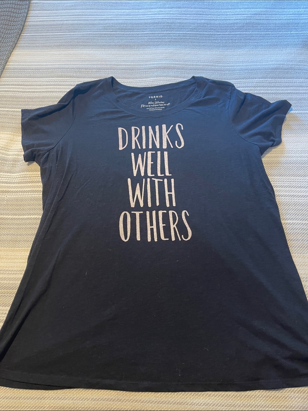 torrid Drinks Well With Others Black Short Sleeve Graphic Tee with White Text